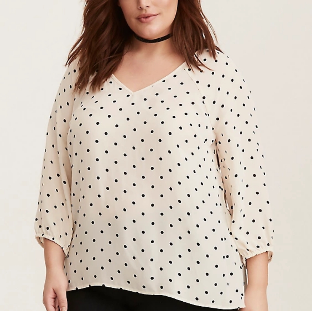 Torrid Ivory Polka Dot Blouse
